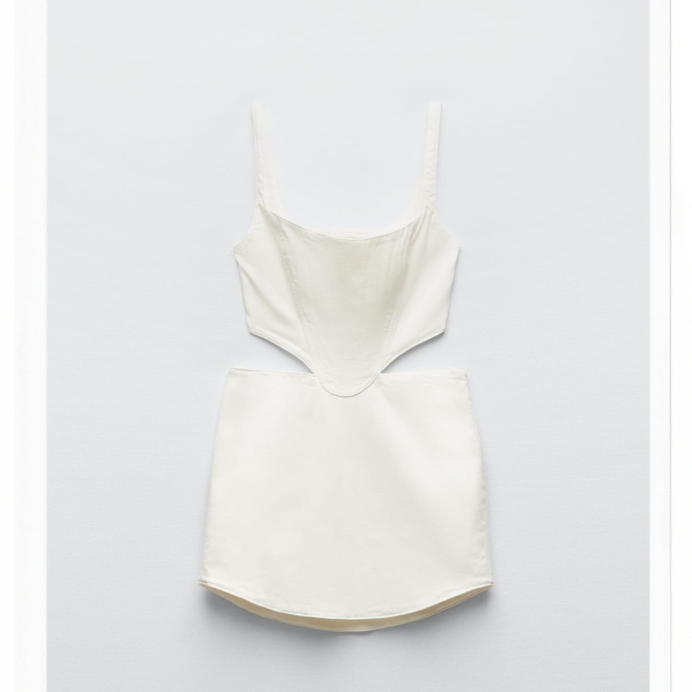 ZARA WHITE DENIM CUT OUT DRESS | size small